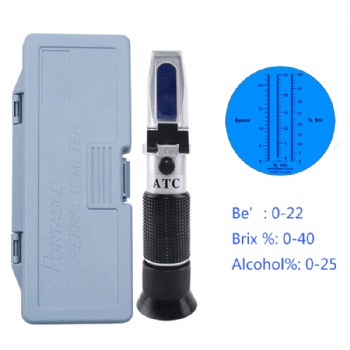 Refractometer 0-40 Brix, 0-22 Be, 0-25 Alcohol